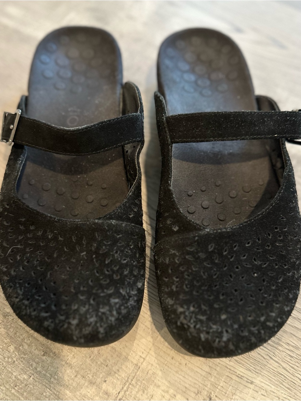 Vionic Black Suede Mary Jane Clog Mules Size 9